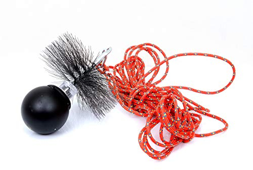 POKM Toolsmarket GmbH 175mm Schornsteinbesen Set Kaminbesen Rußbesen Schornsteinfegerbesen, Schwarz, Stahl, Beton