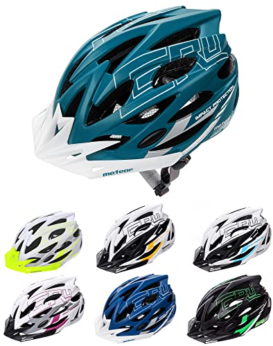 meteor Fahrradhelm Herren Damen Kinder-Helm MTB rollerhelm kinderfahrradhelm Mountainbike rennradhelm Inliner skaterhelm BMX fahradhelm Scooter Jungen Bike Helmet S(52-56cm), Blau Weiß