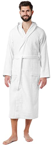 Ladeheid Herren Frottee Bademantel aus 100% Bio-Baumwolle LA40-224 (Weiß (P01), S)