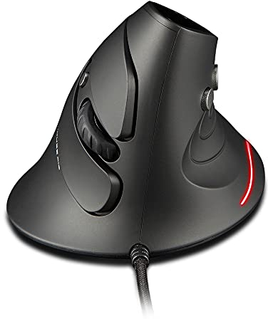 zelotes Vertikale Ergonomische Maus,3200DPI,6 Tasten,Vorbeugung Gegen Mausarm,USB Optische Maus mit Kabel,Verdrahtete Mäuse für PC,Computer,Laptop,Mac,Schwarz