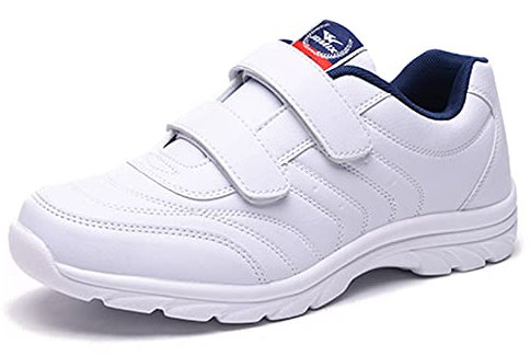 JOMIX Turnschuhe Weiss Herren Sneaker Weiss Sportschuhe Laufschuhe Straßenlaufschuhe Sneaker mit Klettverschluss Atmungsaktiv Slip-On-Schuhe (Weiß, 41 EU, U210)