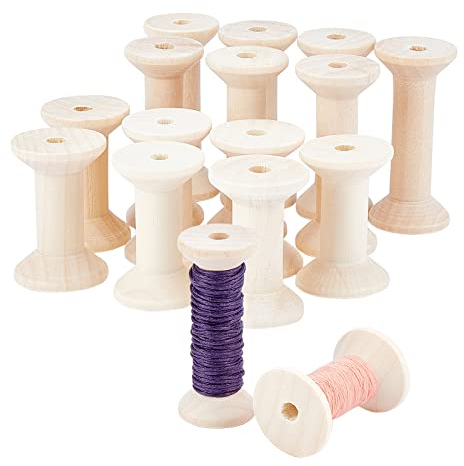 PH PandaHall Leere Holzspulen In 2 Größe, 16 stücke Weiß Holz Leere Garnspulen Draht Weben Spulen Vintage Spulen Für Stickgarn, Bommelband, Basteln Und Nähen, 4.8 cm, 5.8 cm