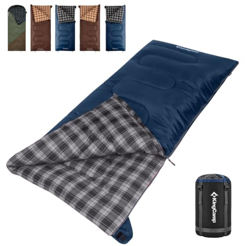KingCamp Sleeping Bag for Adults, 100% Flannel XL Big and Tall Navy-R