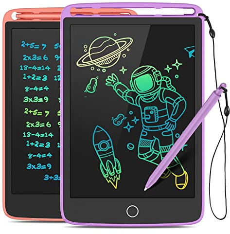 2 Pack LCD Writing Tablet, TECJOE Colorful Doodle Board Electronic Writing Drawing Board for Kids, Learning Toys Gifts for 3-6 Years Old Boys and Girls, 8.5 Inch (Pink and Purple)