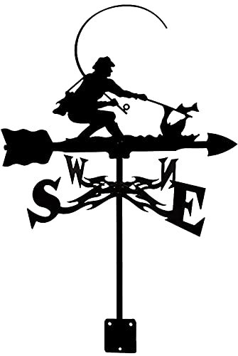 Wetterfahnen-Messwerkzeug, Windrichtungsanzeiger mit Anti-Rost-Beschichtung für die Dachmontage, im Freien, Bauernhof-Szene, Gartenpfahl, Ornament (Fischer)