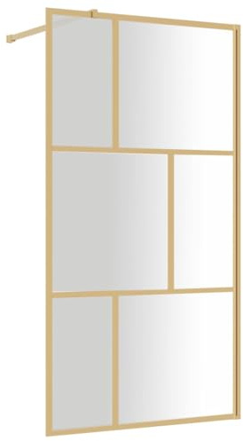 vidaXL Parete per Doccia Walk-in Vetro Trasparente ESG 115x195 cm Oro
