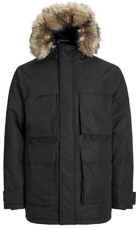 JACK & JONES Jjstar-Parka Jacket, Negro/Detalles: sin Insignia, S para Hombre