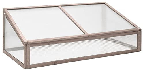 Festnight Frühbeet Aufsatz 110x58,5x39 cm Frühbeetaufsatz aus Holz Hochbeet Abdeckung Mini Gewächshaus Treibhaus Frühbeetkasten Pflanzenbeet mit Abdeckung Minigewächshaus