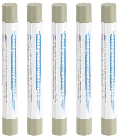 sourcing map 5pcs Wood Filler Sticks Wooden Wax Touch Up Furniture Repair Crayons for Scratch Hole Wood, Olive Green