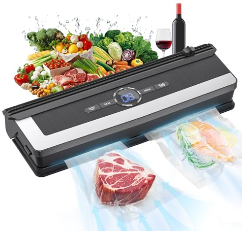 5-in-1 Vakuumiergerät mit Schneidefunktion | 85Kpa Vakuumierer für Fleisch, Gemüse & Kühlung | Mit Digital Timer & 5 Vakuumbeuteln | Für Küche & Langzeitlagerung