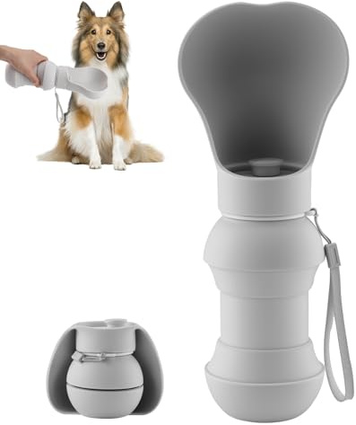 Bebedero Perro portatil 550 ml, Botella Agua Perro con Cuenco Plegable, Botella de Agua portátil para Mascotas para Paseos, Viajes y Senderismo