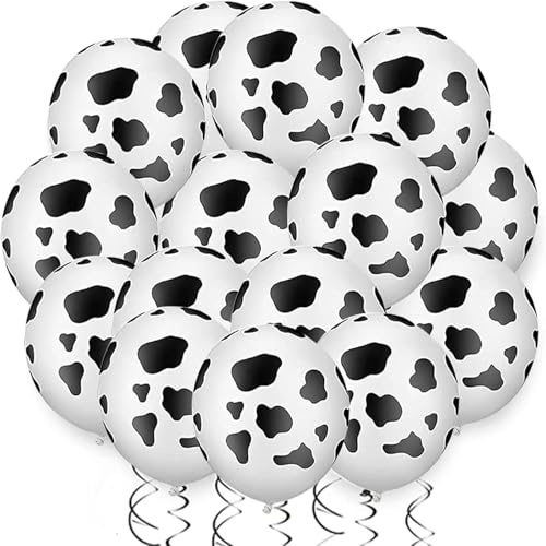 Ko tryck ballonger, 35 stycken ko ballonger 30 cm (12 tum) latexballonger för västerländsk cowboy cowgirl tema bondgård tema ballongbåge födelsedag bröllop examen partydekorationer