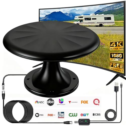 CSUXYD RV TV Antenna Roof Mounted for Camper,Omni Directional Receive,Black