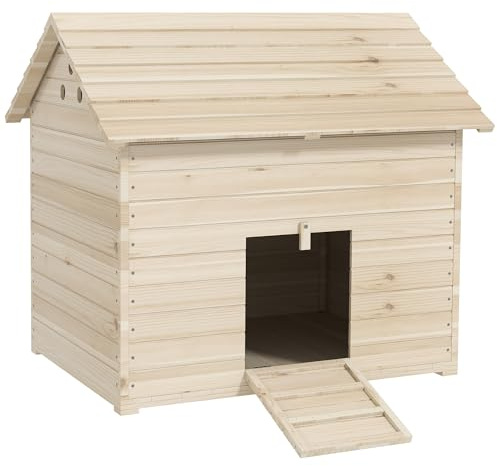 PawHut Abri pour Canards avec Toit Ouvrant 100 x 82,5 x 91 cm Naturel