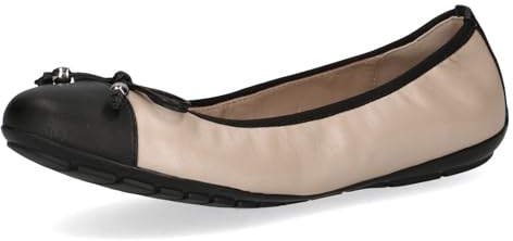 CAPRICE Damen Ballerinas aus Leder mit Lack, Beige (Beige Comb), 40 EU