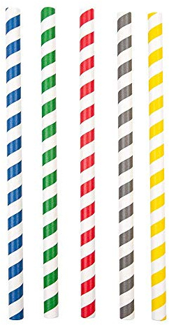 García de Pou 50 unidades - Pajitas Rectas A Rayas Ø1X21 Cm Surtido Papel