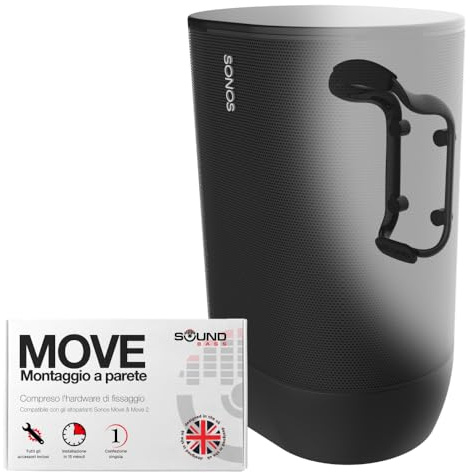Sound Bass Move Speaker Wall Mount Bracket, Weatherproof, Compatible with Sonos Move & Move 2, Including Mounting Accessories, Black