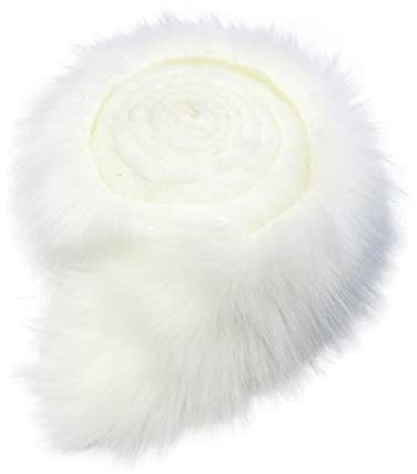Furryvalley Cinta de piel sintética de zorro de raccon para manualidades, rayas peludas para pantuflas, deslizantes, flecos, 2 yardas (blanco)