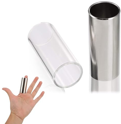 2 Piece Bottleneck Guitar, Bottleneck Set, Glass Slide and Brass Slide, Guitar Slides Set, Slide Guitar, Slide Guitar Set, Guitar Slide for Guitar/Bass, (6 cm)