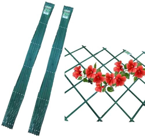 Pack of 2 Large Expanding Wooden Trellis Garden Trellis for Climbing Plants 180x120cm, Riveted Garden Trellis,Wall Trellis Fence Panel for Patio Garden, Green