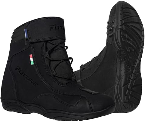 PRO FUTURE Bottes de moto en cuir pour hommes Chaussures de moto courtes Bottes de mo