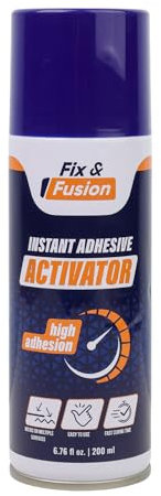 FIX & FUSION Activateur Spray (200 ml) | Accélérateur Séchage pour Colle Cyanoacrylate (CA) Super Glue | Bois, Plastique, Caoutchouc, Granit & Bricolage | Adhérence Renforcée, Séchage Rapide (1 Pack)