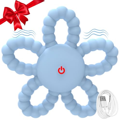Vibrating Chew Toys for Autistic Children, Dual Use Sensory Chew Teething Toys for Baby, 3 Vibration Modes, Easy to Grip Autism Sensory Equipment, Portable Teether for Special Needs Kids, ADHD (Blue)