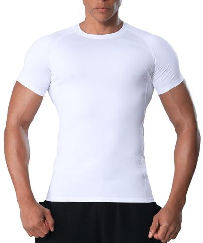 VanKee Kompressionstoppar för män kortärmad löpning T-shirts andningsbar underarmsnät snabbtorkande baslager tröjor för gym sport träning cykling