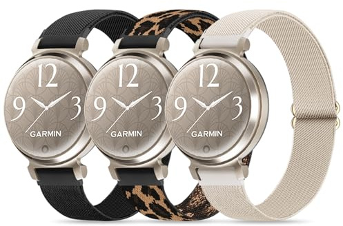 Conidido 3 Pack Nylon Bands Compatible with Garmin Lily 2, 14mm Elastic Nylon Soft Loop Straps Quick Release Replacement Adjustable Wristband for Lily 2 Classic/Active Smart Watch Accessory for Women