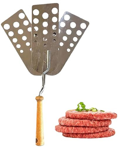 Zeyaoaea Burger Flipper,Stainless Steel Fish Turner Spatula with Slots | Hamburger Turning Press Tool for Steak Pancake Egg Fish Griddle Cooking