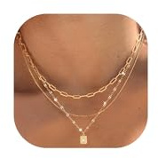 Set Collana Oro Donna 3 Pezzi, 14K Girocollo Placcato Oro con Catena a Graffetta Dorata Impermeabile, Collana Pendente Regolabile e Catenina Lunga, Elegante Gioielli Moda per Regalo o Uso Quotidiano