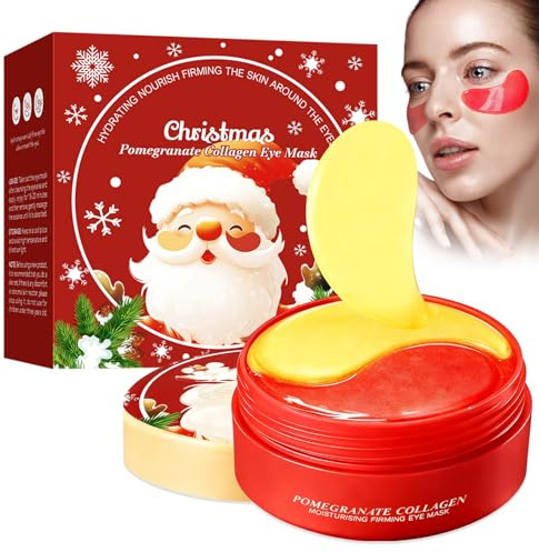 60 Pcs Noël Grenade Masques pour les yeux,Patch en Gel,Hydratant et Apaisant Anti Cernes Patch Yeux,Nourrit et lisse le contour des yeux,Réduit les ridules,pour un regard éclatant