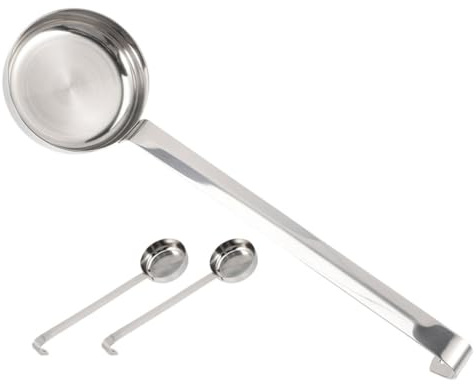HOMSFOU Cucharas para Salsa de Pizza de Acero Inoxidable, Cucharones de Fondo Plano 3 Piezas, Cuchara Medidora para Ketchup y Cocina Profesional, Utensilios para Restaurantes y Uso