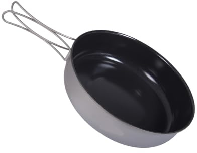 Compatibile con padella antiaderente in titanio manico pieghevole, campeggio, picnic, piastra, piatto, ciotola(Ti2067C)