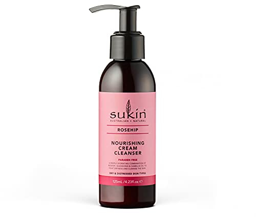 Sukin Rosehip Nourishing Cream Cleanser 125ml - with Rosehip, Borage oils & Quandong extract; cruelty free & vegan friendly - removes makeup, oil and dirt build up on the skin while also nourishing.