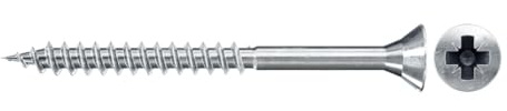fischer Vite per truciolato 6,0 x 80 mm, testa svasata, zincata blu, filettatura parziale Phillips PZ