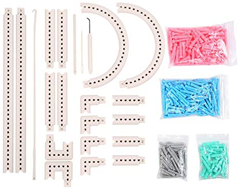 Caredy Set med rund stickning vävstolpe, multifunktion lång stickbräda väv hantverk kit verktyg stickning vävstol snabbstickad för hatt halsduk manuell