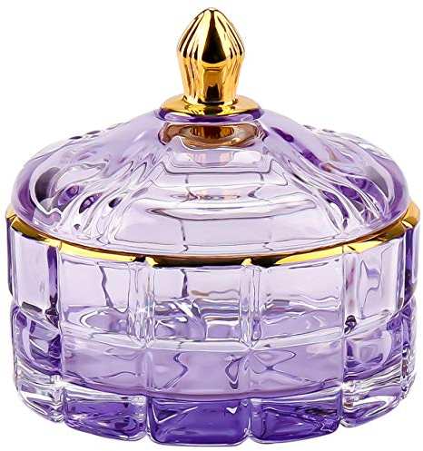 ALAMHI Schmuck Glasbox für Frauen Lila Schmuckstück Organizer Glasbox Süße Makeup Organizer Geschenkbox für Ohrringe,Ringe,Armband Organizer Home Decor (Durchmesser: 8,6CM)