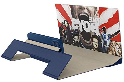 ORETECH 12 3D Foldable Smart Phone Screen Magnifier, Enlarger With Leather Holder Stand for All Smartphones - Blue