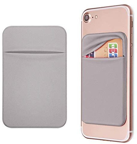 OBVIS Cell Phone Pocket Self Adhesive Card Holder Stick On Wallet Sleeve with Adhesive RFID Card ID Credit Card ATM Card Holder for iPhone Android 2 Pack (Gray)