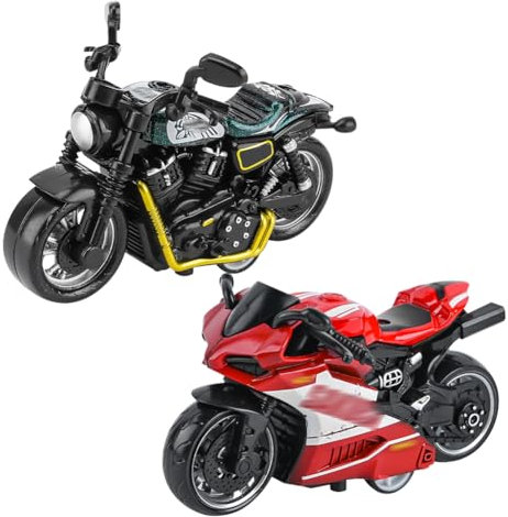 SHDIEHJFMLDH 2 Stück Legierung Motorrad Spielzeug,Pull Bac Fahrzeug Spielzeug,Spielzeugautos Set,Motorrad Modell für Freunde und Kinder,für Lernspiel, Geburtstagsparty-Geschenk（grün und rot）