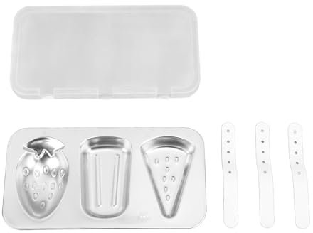 Moldes para Helado de Acero Inoxidable con Tapa, Máquina para Hacer Paletas Heladas Reutilizable y Duradera, Forma de 3 Cavidades para Sabores Versátiles, Ideal para Cocina,