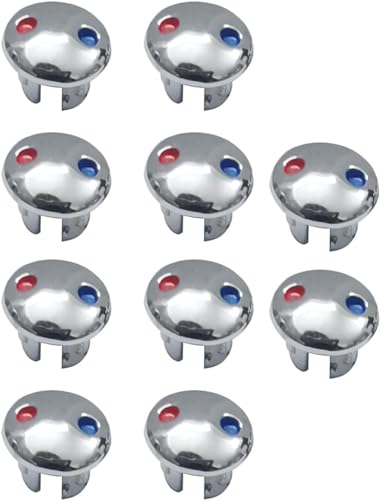 Jowxsx 10 Pieces Silver Hot/Cold Indicator for Taps, Hot and Cold Water Signs, Buttons for Kitchen, Bathroom, Sink, Faucet