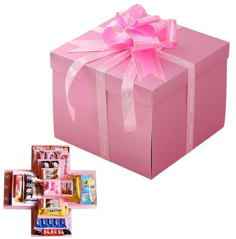 Pasdrucn Scatola a sorpresa con nastro adesivo e nastro, confezione regalo di esplosione creativa a 6 strati, scatola a sorpresa fatta a mano per San Valentino, compleanno, anniversario