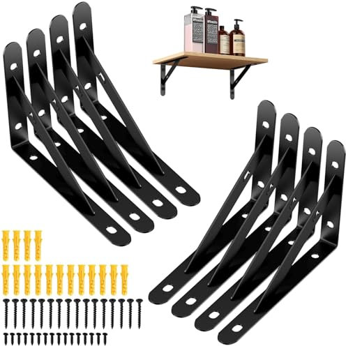 8 supporti per scaffali da 150 x 95 mm, supporto per scaffali a 90 gradi, in metallo, per montaggio a parete