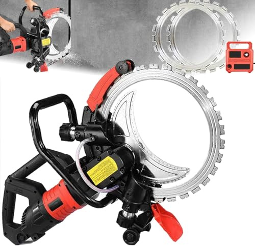 16 Electric Concrete Ring Saw 110V, 8980W/9500W High-Power Toroidal Cutter with Wet Dust Suppression, 3000rpm, Max 11.4 Cutting Depth for Brick, Granite & Concrete Slotting (9500W + 2 Saw Blades)