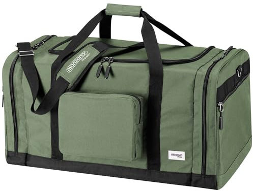 MONZANA® Reisetasche 90L 70x35x35cm Schultergurt Pad Abnehmbar Verstellbar Front & Seitenfächer Standfüße Weekender Duffelbag Sporttasche Grün