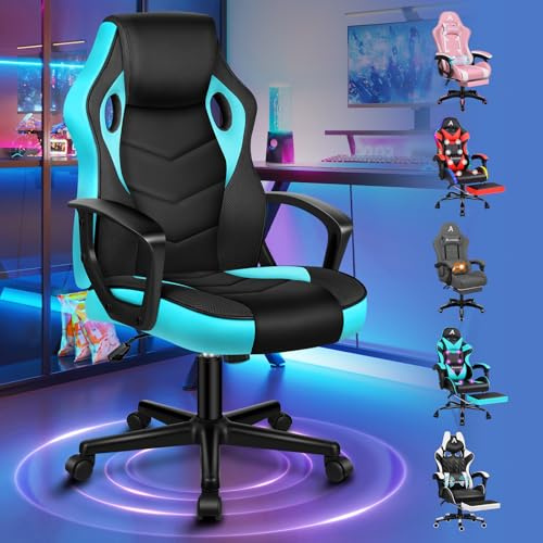 ALFORDSON Racing Sedia Ufficio Ergonomica, Sedia Gaming in Similpelle e Rete Traspirante con Ruote, Funzione di inclinazione, Poltrona Gamer per Computer Supporta 150 kg,Altezza Regolabile(Ciana)