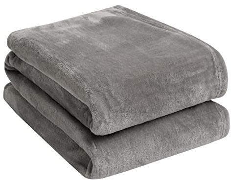 Brentfords Fleece Blanket Grey Throw for Sofa, Soft Warm Cosy Plain Throw Blanket for Bed Settee Armchairs Winter Blankets Lightweight Fluffy Double Bed Throw, Slate Grey - 150 x 200cm