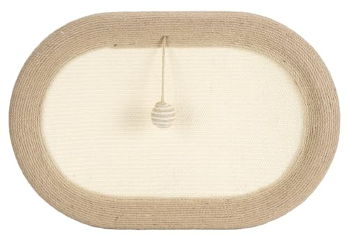 Lit griffoir Extra Large pour Chat 24 Pouces |Planche à gratter et Bol en sisal pour Chats d'intérieur |Conception Ovale de Support de Colonne vertébrale/Robuste tolérant aux